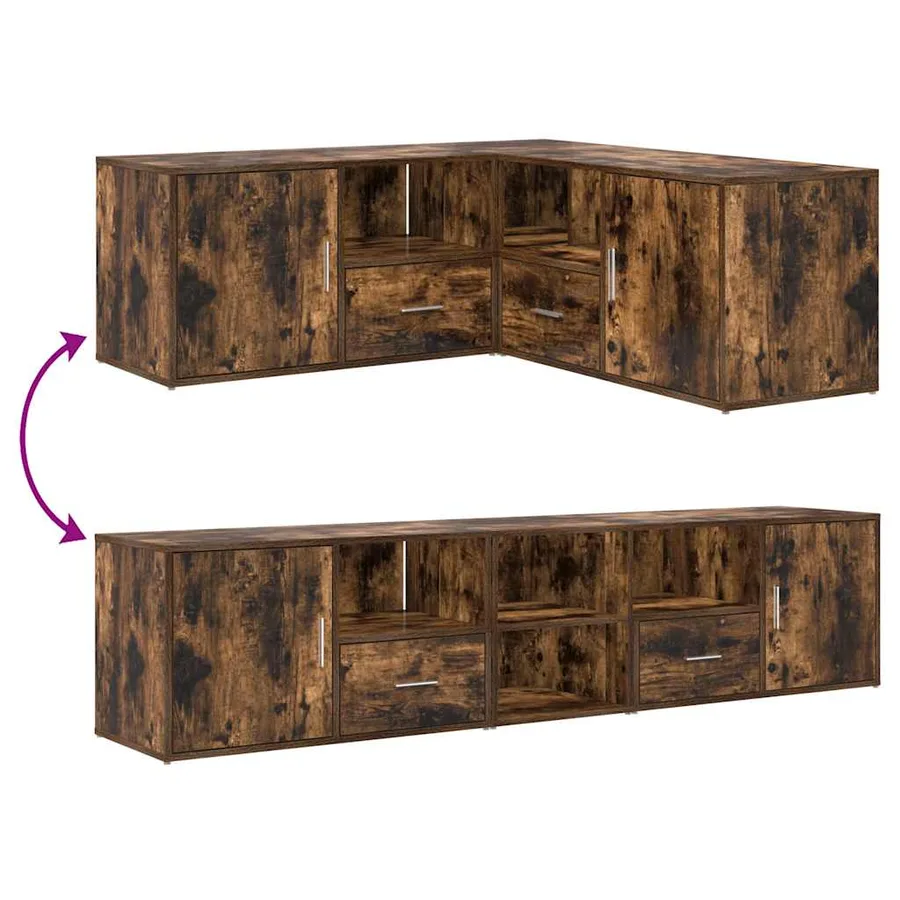 Armoire d'angle chêne fumé 200x40x45 cm bois d'ingénierie - 12