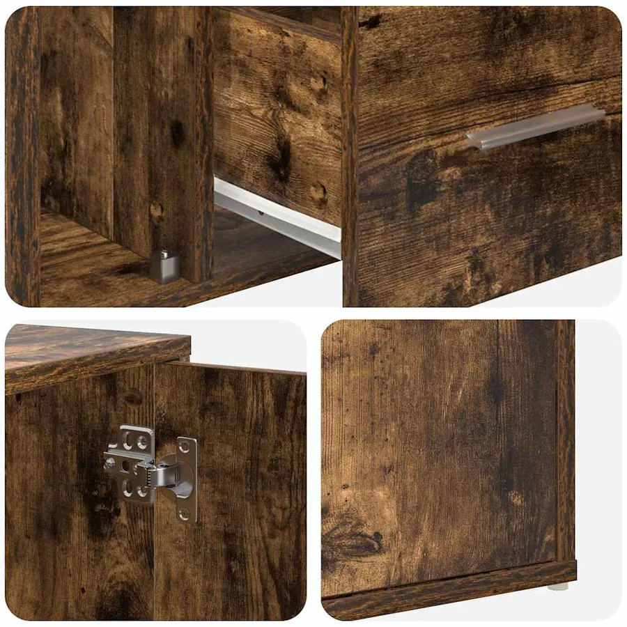 Armoire d'angle chêne fumé 200x40x45 cm bois d'ingénierie - 13