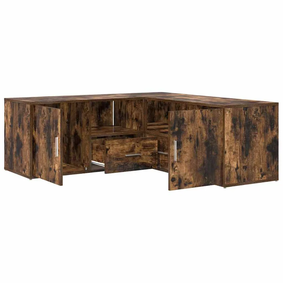 Armoire d'angle chêne fumé 200x40x45 cm bois d'ingénierie - 2