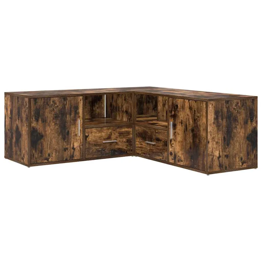 Armoire d'angle chêne fumé 200x40x45 cm bois d'ingénierie - 5