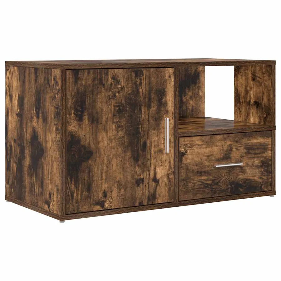Armoire d'angle chêne fumé 200x40x45 cm bois d'ingénierie - 6