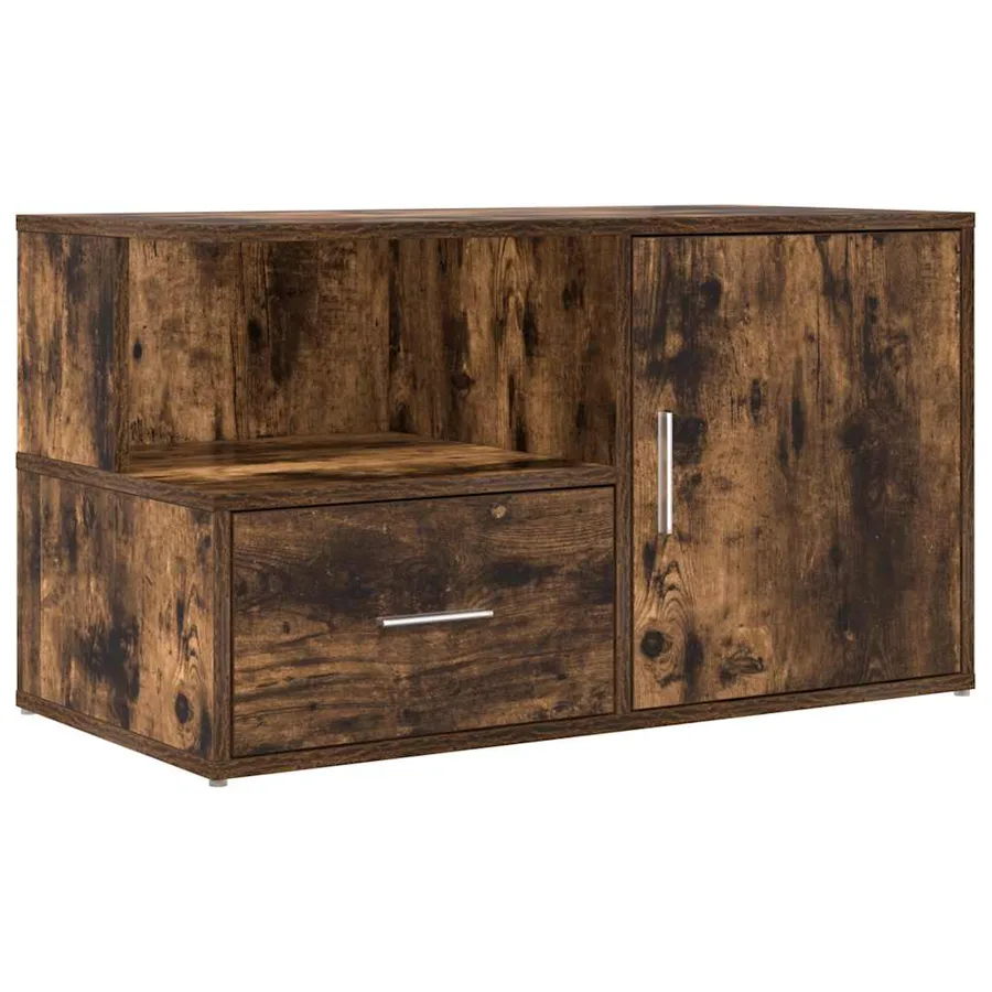 Armoire d'angle chêne fumé 200x40x45 cm bois d'ingénierie - 8