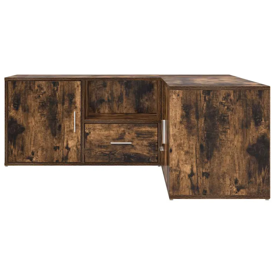 Armoire d'angle chêne fumé 200x40x45 cm bois d'ingénierie - 9