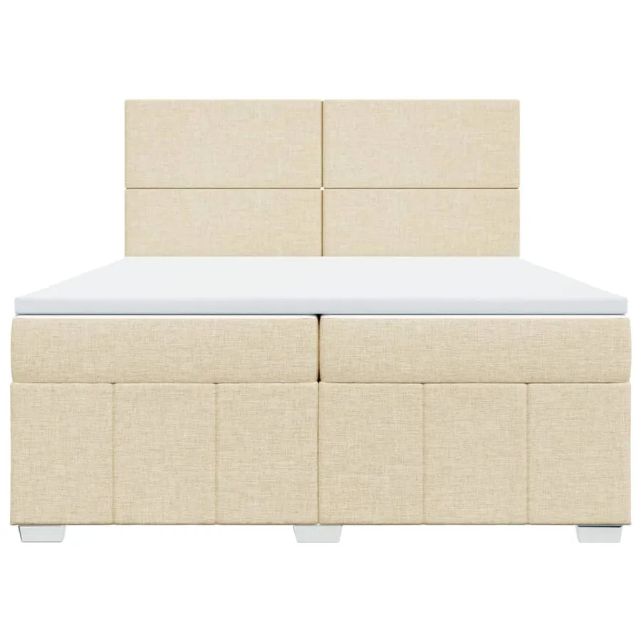 Sommier à lattes de lit avec matelas Crème 200x200 cm Tissu - 6