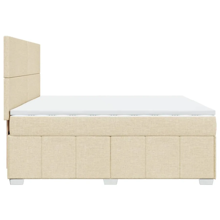 Sommier à lattes de lit avec matelas Crème 200x200 cm Tissu - 7