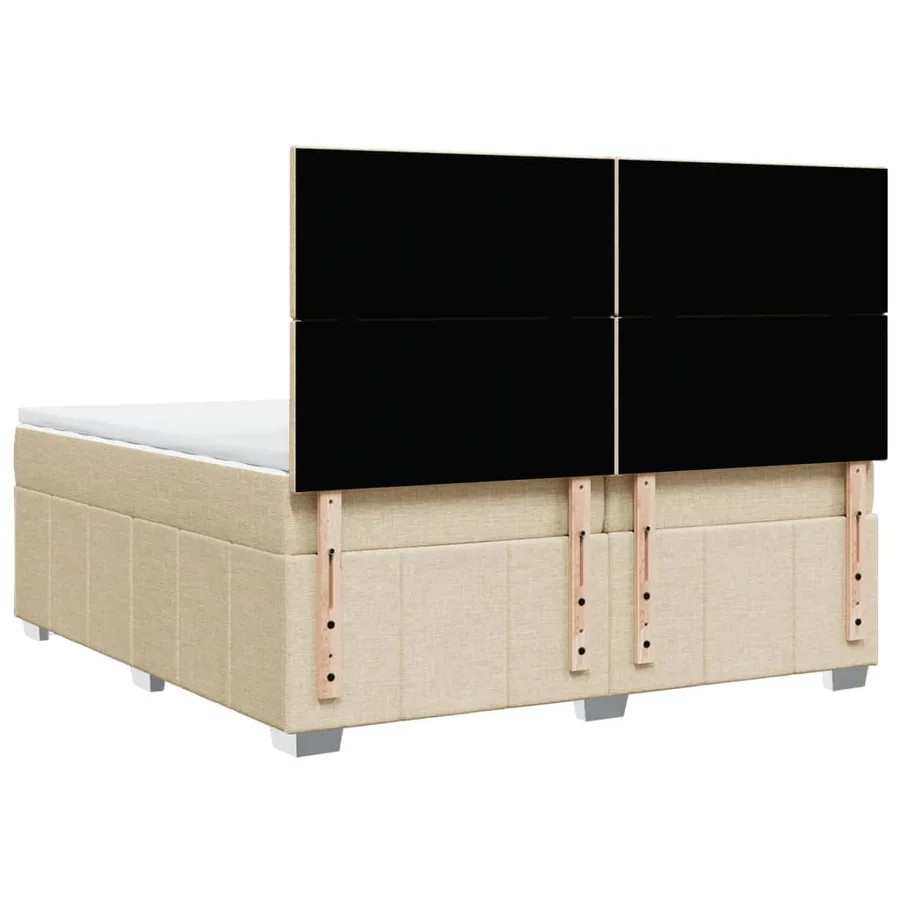 Sommier à lattes de lit avec matelas Crème 200x200 cm Tissu - 8