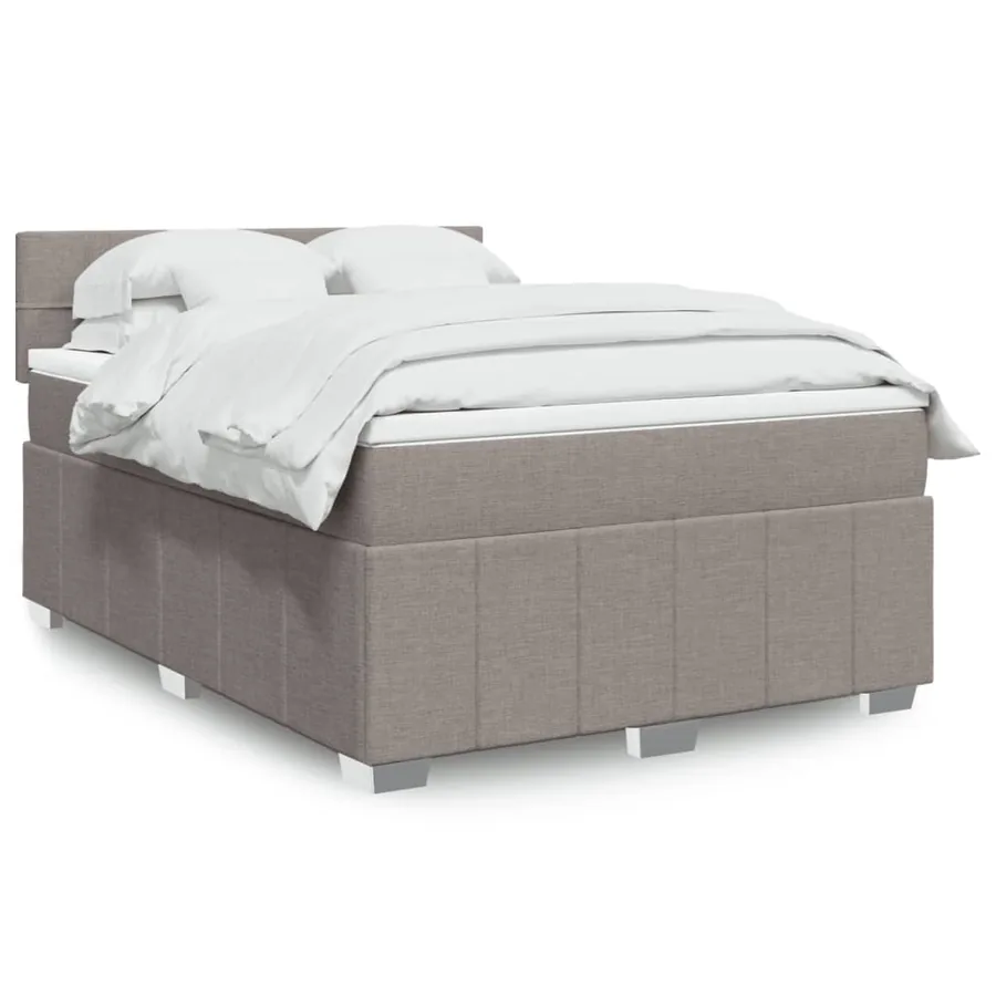 Sommier à lattes de lit avec matelas Taupe 140x190 cm Tissu
