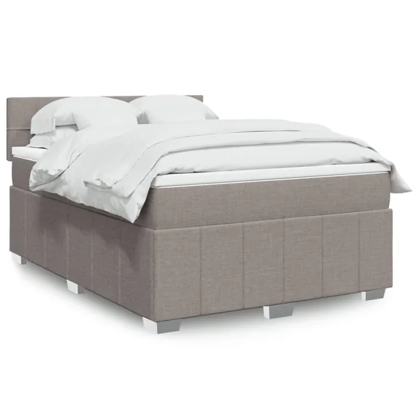 Sommier à lattes de lit avec matelas Taupe 140x190 cm Tissu