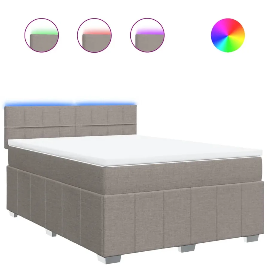 Sommier à lattes de lit avec matelas Taupe 140x190 cm Tissu - 2