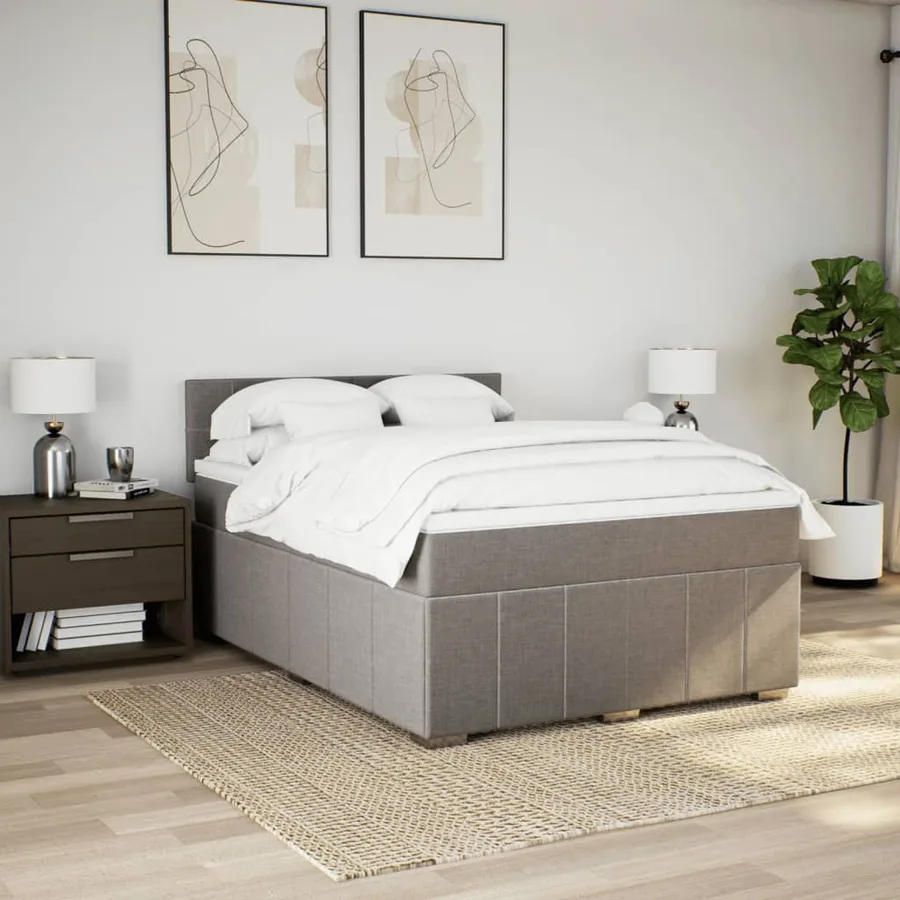Sommier à lattes de lit avec matelas Taupe 140x190 cm Tissu - 5