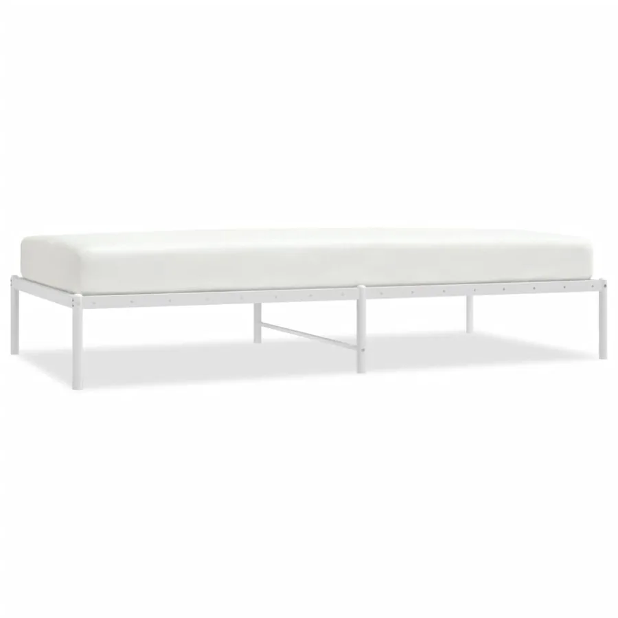 Cadre de lit métal sans matelas blanc 100x200 cm - 2