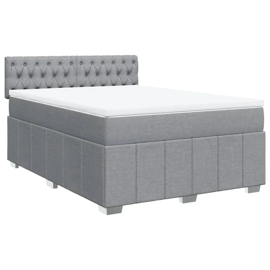 Sommier à lattes de lit avec matelas Gris clair 140x190cm Tissu - 2