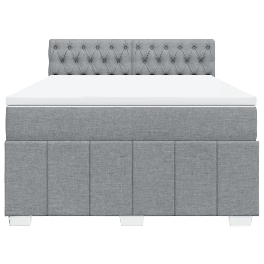 Sommier à lattes de lit avec matelas Gris clair 140x190cm Tissu - 4