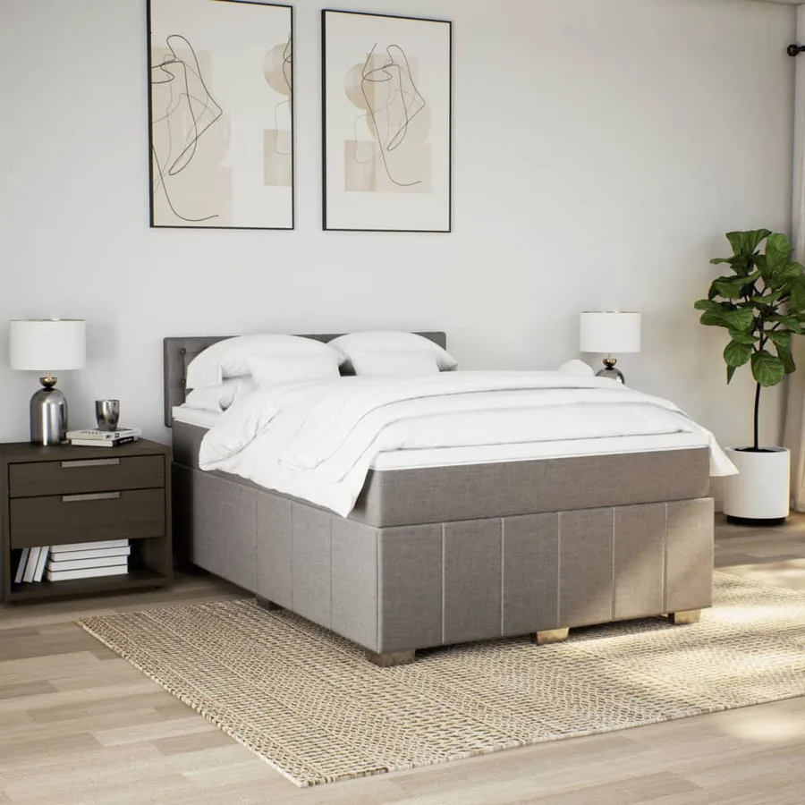 Sommier à lattes de lit avec matelas Taupe 140x200 cm Tissu - 3