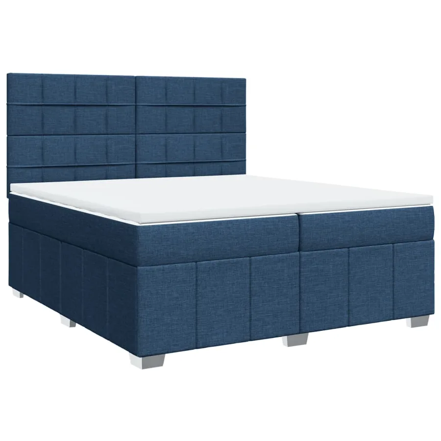 Sommier à lattes de lit avec matelas Bleu 200x200 cm Tissu - 2