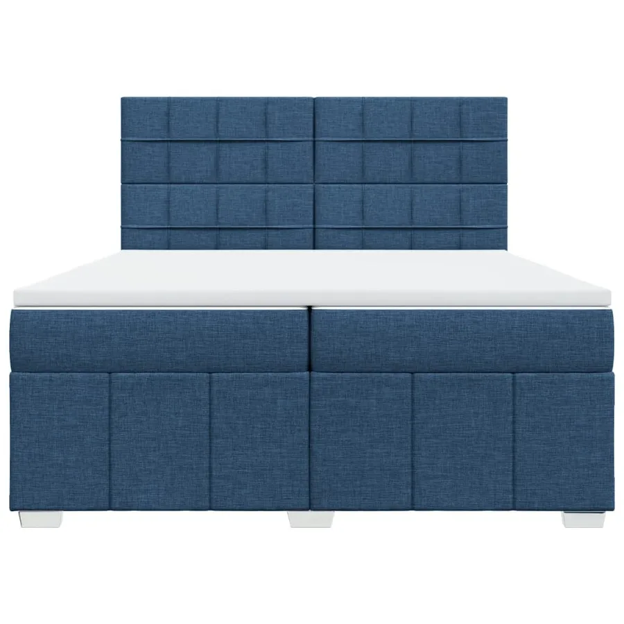 Sommier à lattes de lit avec matelas Bleu 200x200 cm Tissu - 4