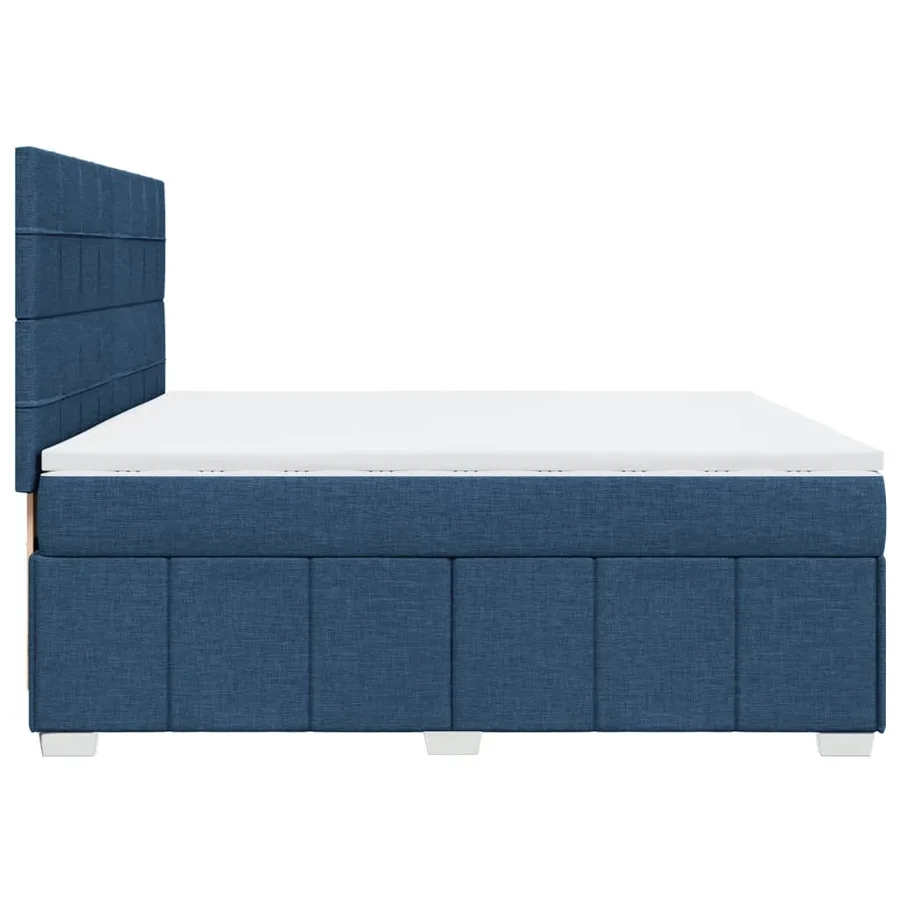 Sommier à lattes de lit avec matelas Bleu 200x200 cm Tissu - 5