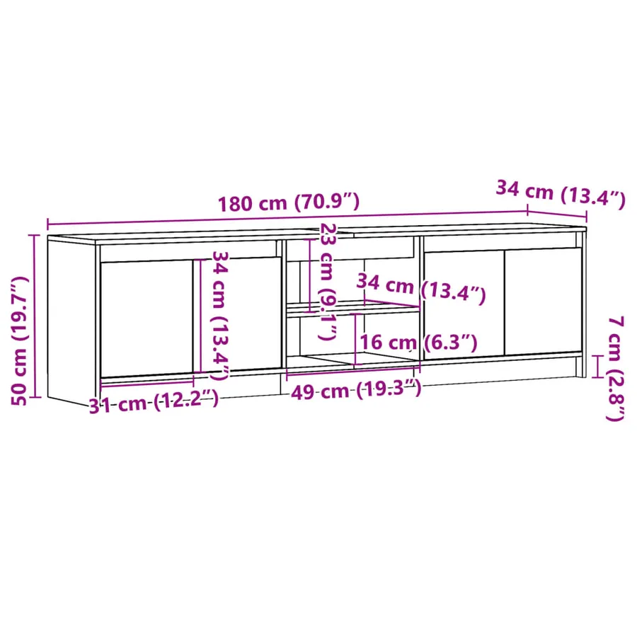 Meuble TV avec LED chêne sonoma 180x34x50 cm bois d'ingénierie - 14