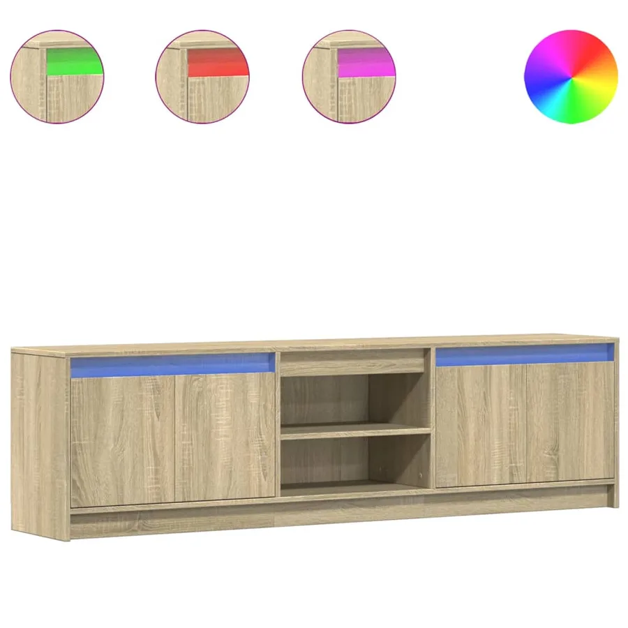 Meuble TV avec LED chêne sonoma 180x34x50 cm bois d'ingénierie - 2