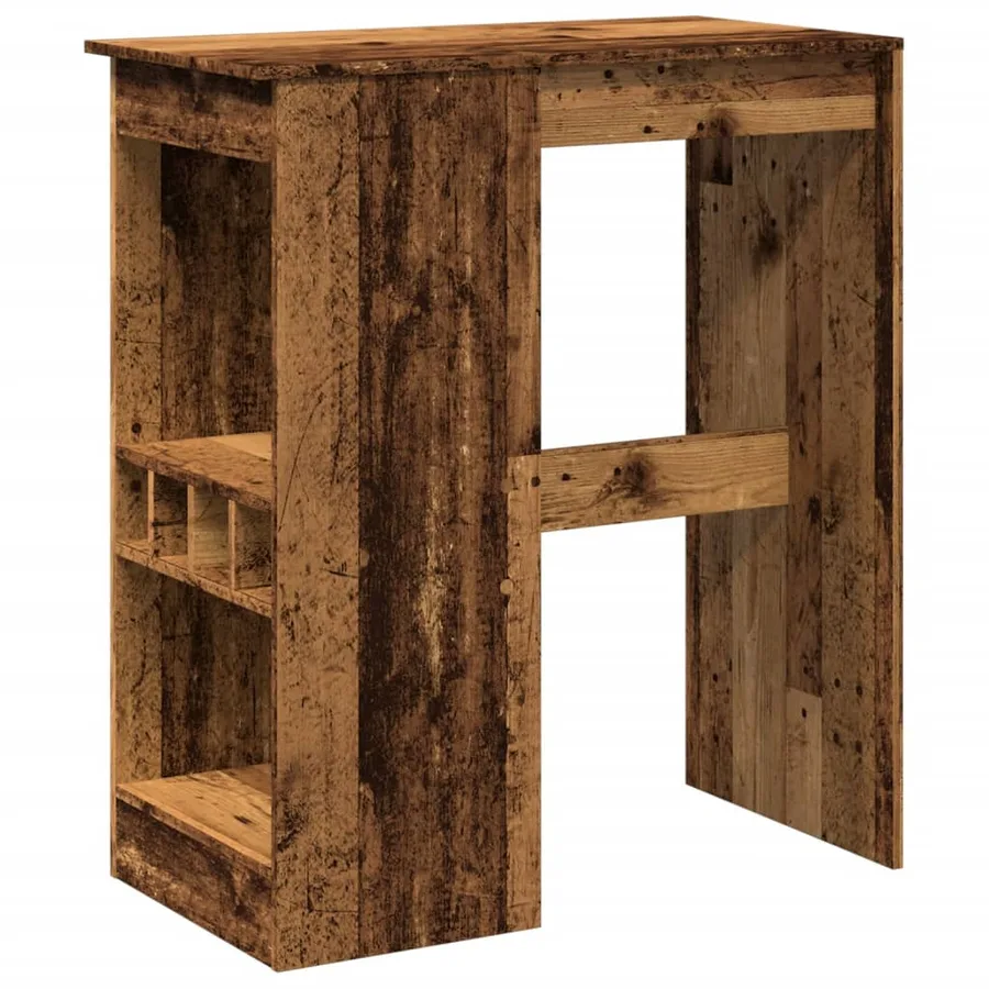 Table de bar avec étagères vieux bois bois d'ingénierie - 2