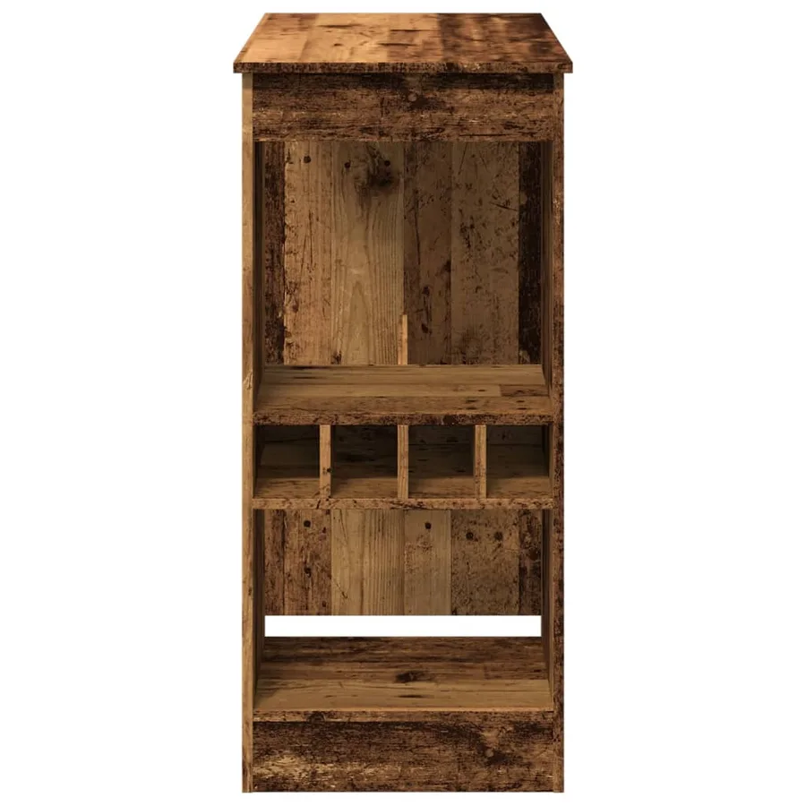 Table de bar avec étagères vieux bois bois d'ingénierie - 5