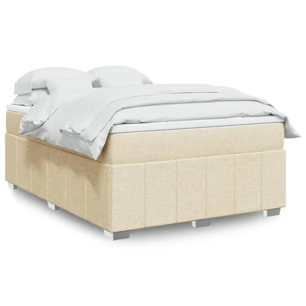 Sommier à lattes de lit avec matelas Crème 140x200 cm Tissu