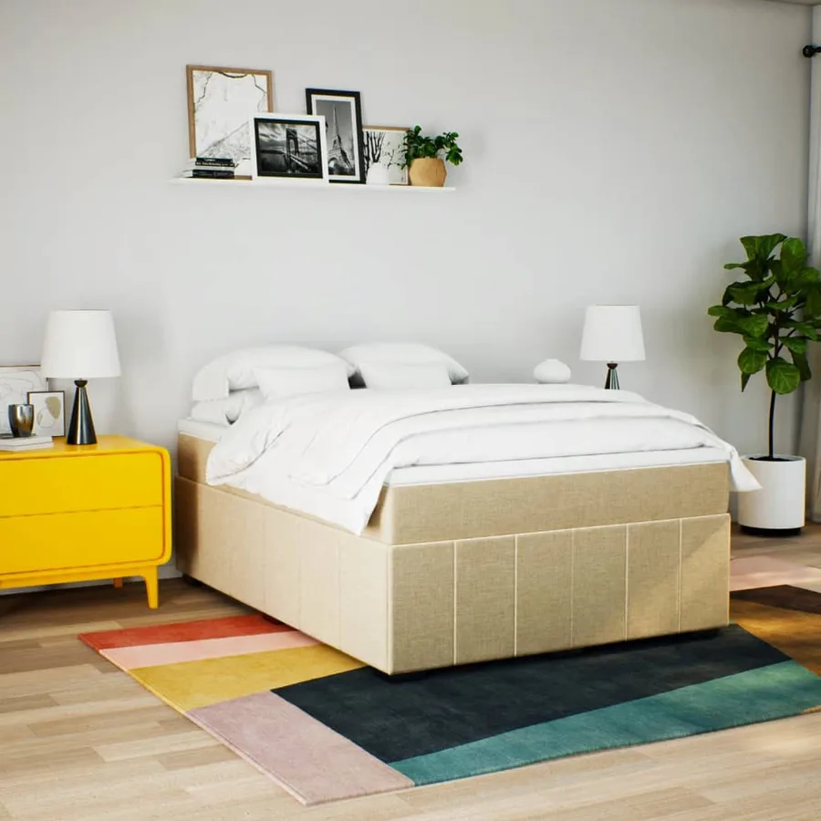 Sommier à lattes de lit avec matelas Crème 140x200 cm Tissu - 3