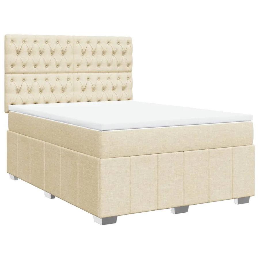 Sommier à lattes de lit avec matelas Crème 140x200 cm Tissu - 2