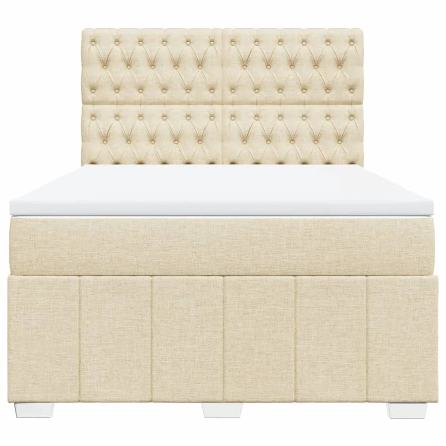 Sommier à lattes de lit avec matelas Crème 140x200 cm Tissu - 4