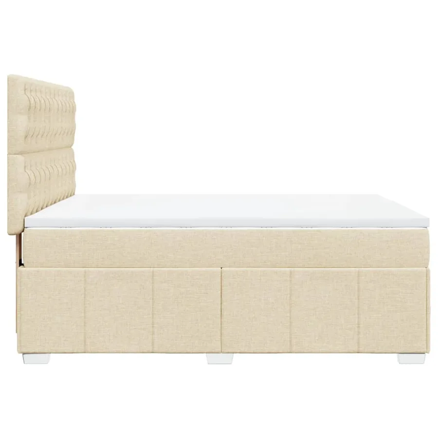 Sommier à lattes de lit avec matelas Crème 140x200 cm Tissu - 5