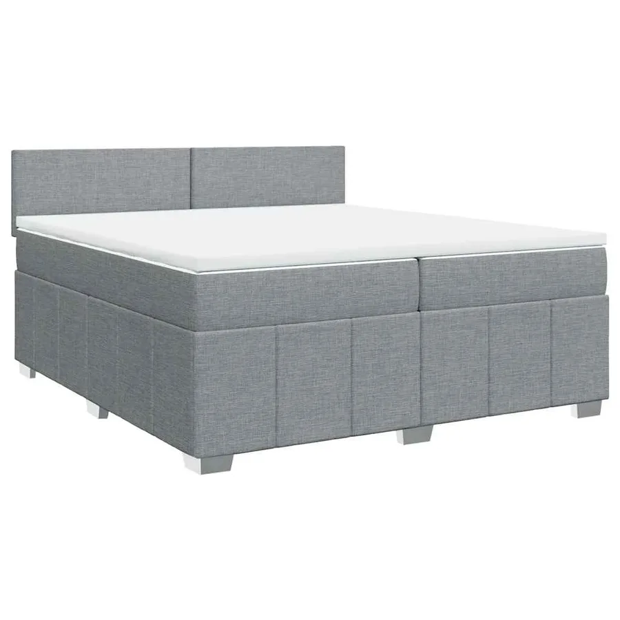 Sommier à lattes de lit avec matelas Gris clair 200x200cm Tissu - 2