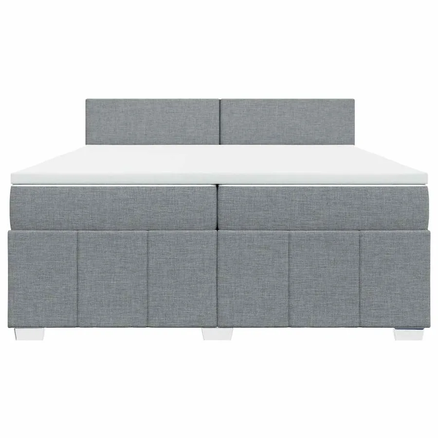 Sommier à lattes de lit avec matelas Gris clair 200x200cm Tissu - 4