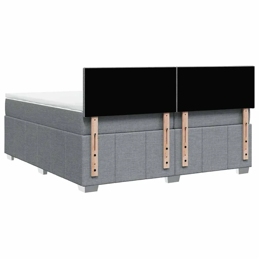 Sommier à lattes de lit avec matelas Gris clair 200x200cm Tissu - 6