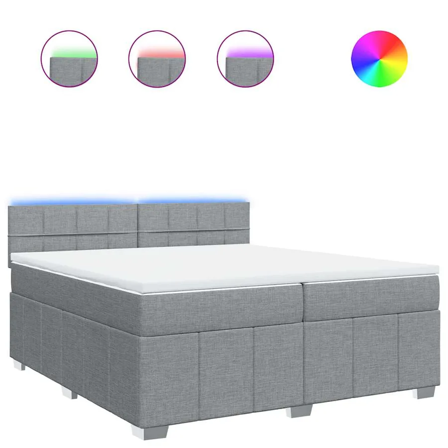 Sommier à lattes de lit avec matelas Gris clair 200x200cm Tissu - 2