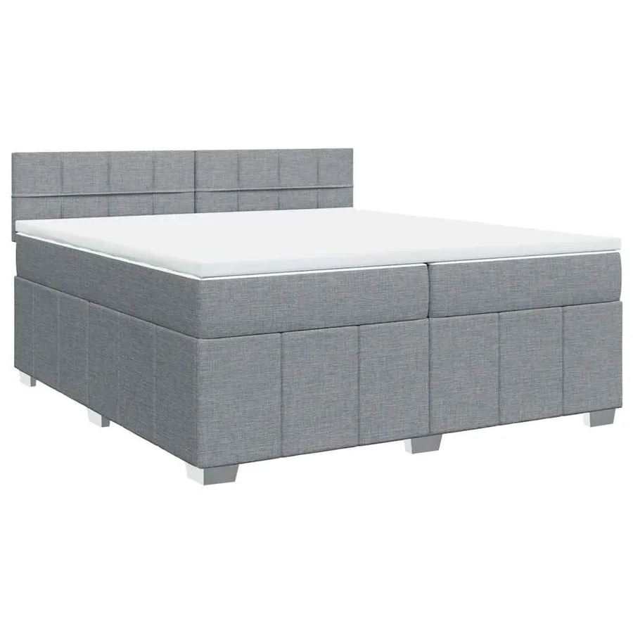 Sommier à lattes de lit avec matelas Gris clair 200x200cm Tissu - 3
