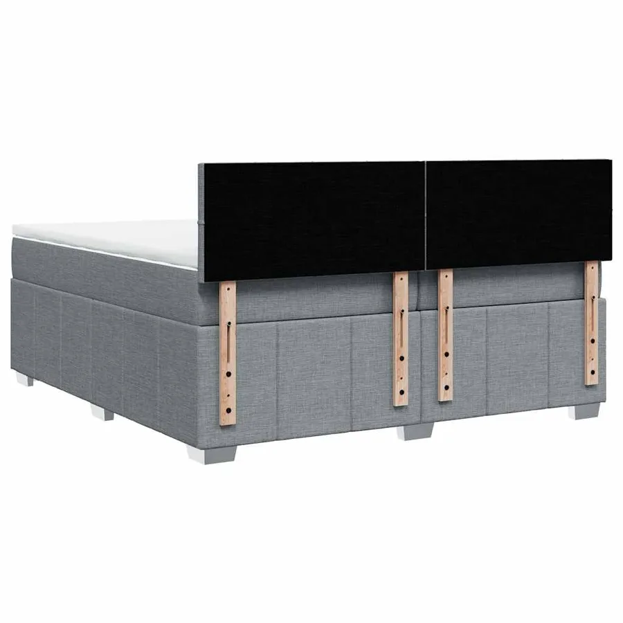 Sommier à lattes de lit avec matelas Gris clair 200x200cm Tissu - 8