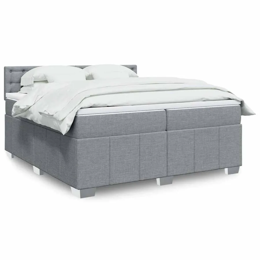 Sommier à lattes de lit avec matelas Gris clair 200x200cm Tissu