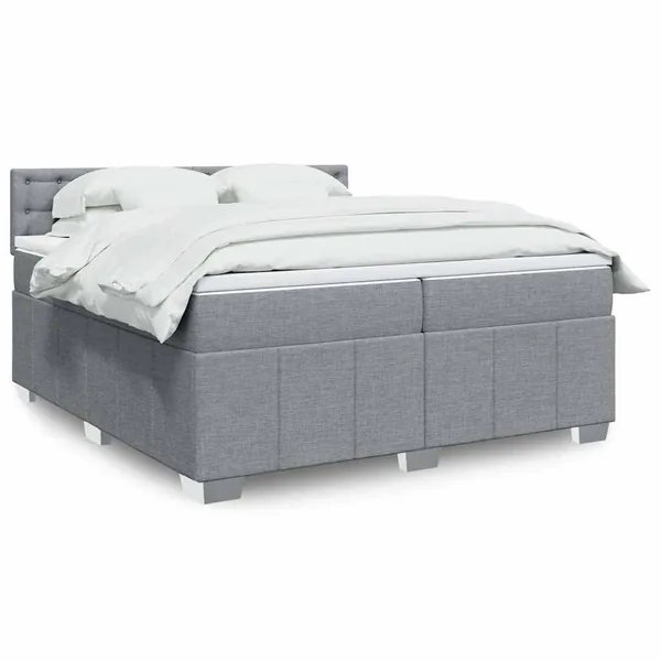 Sommier à lattes de lit avec matelas Gris clair 200x200cm Tissu