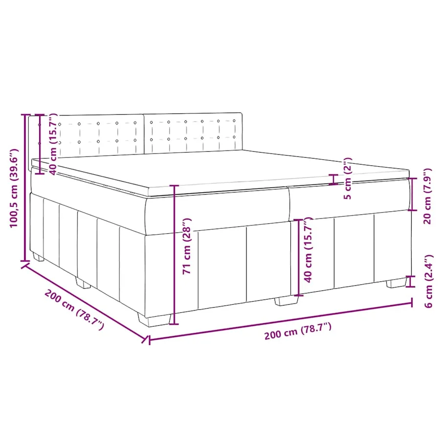 Sommier à lattes de lit avec matelas Gris clair 200x200cm Tissu - 13
