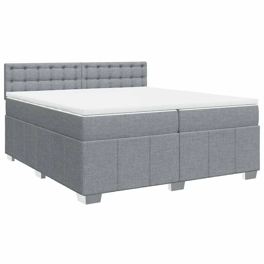 Sommier à lattes de lit avec matelas Gris clair 200x200cm Tissu - 2