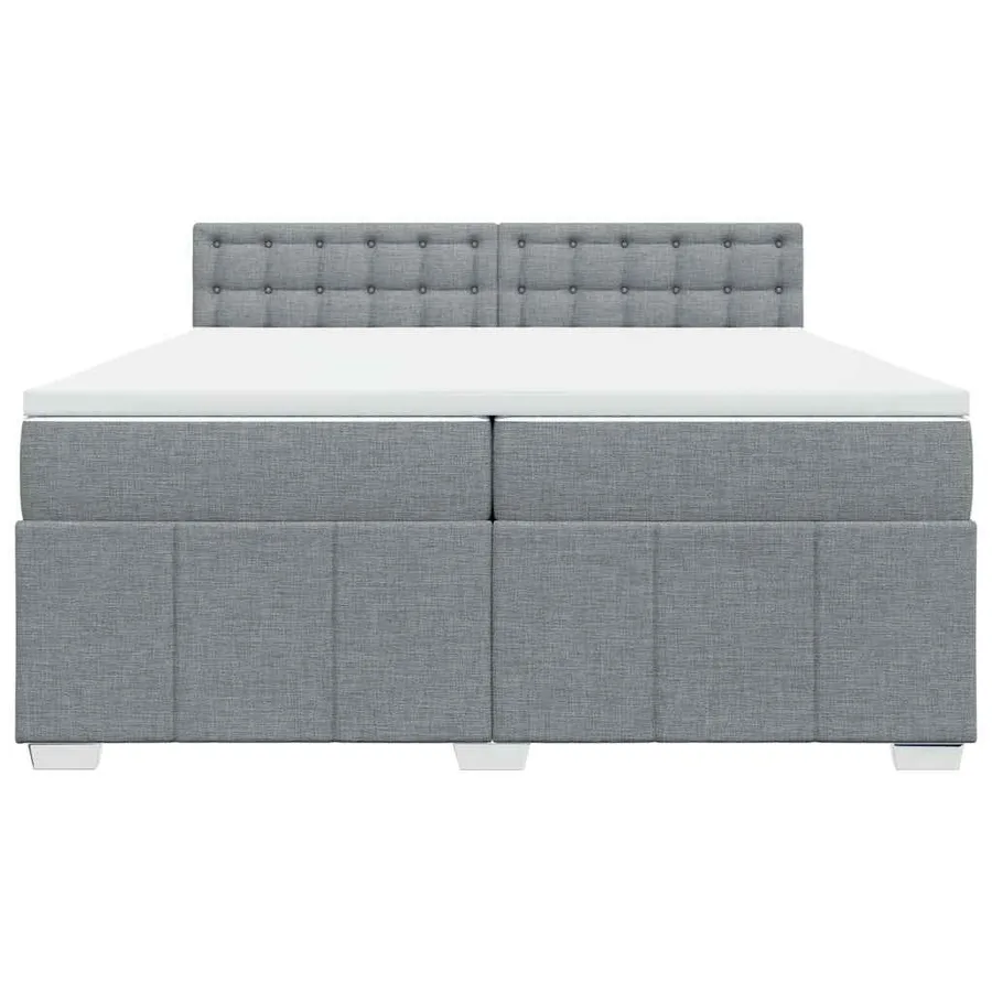 Sommier à lattes de lit avec matelas Gris clair 200x200cm Tissu - 4