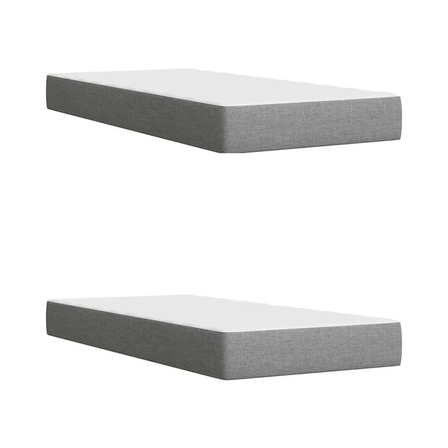 Sommier à lattes de lit avec matelas Gris clair 200x200cm Tissu - 9