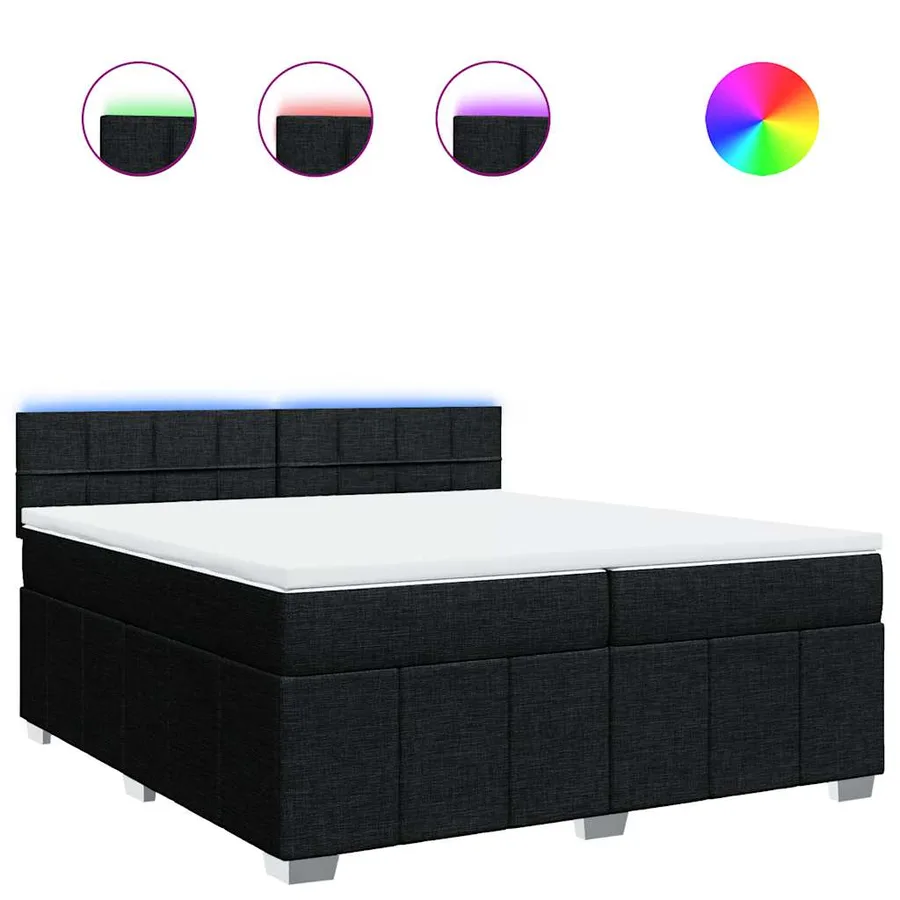 Sommier à lattes de lit avec matelas Noir 200x200 cm Tissu - 2