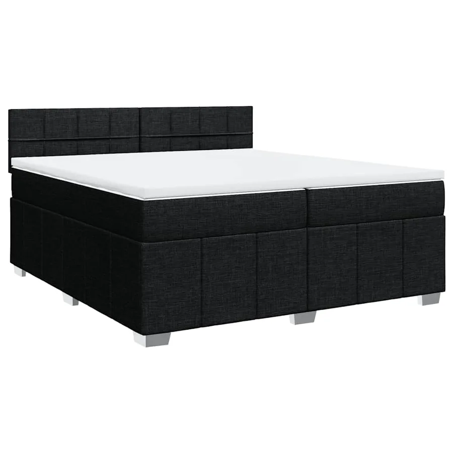 Sommier à lattes de lit avec matelas Noir 200x200 cm Tissu - 3
