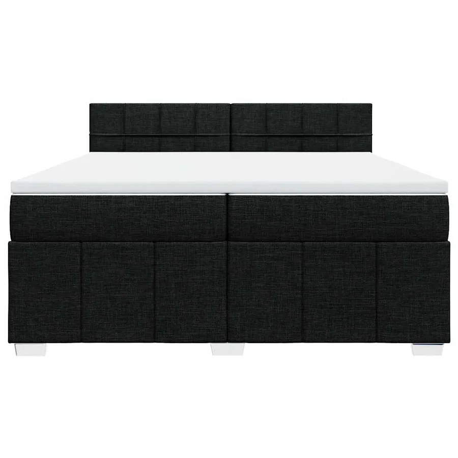 Sommier à lattes de lit avec matelas Noir 200x200 cm Tissu - 6