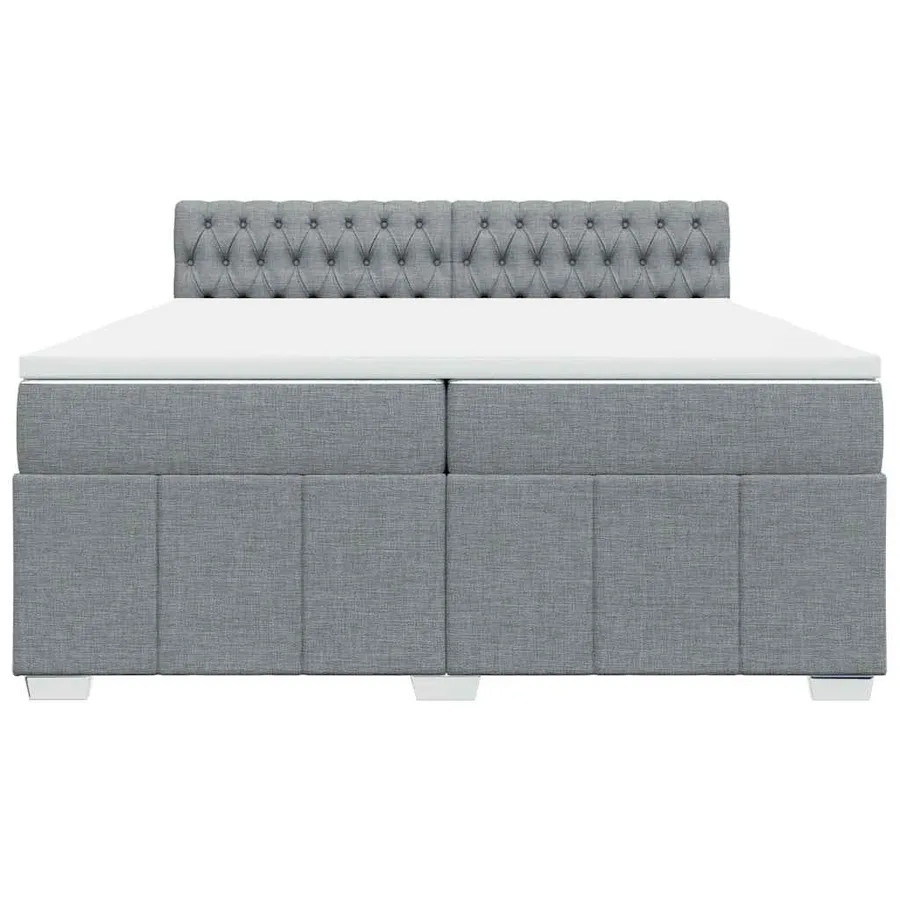 Sommier à lattes de lit avec matelas Gris clair 200x200cm Tissu - 4