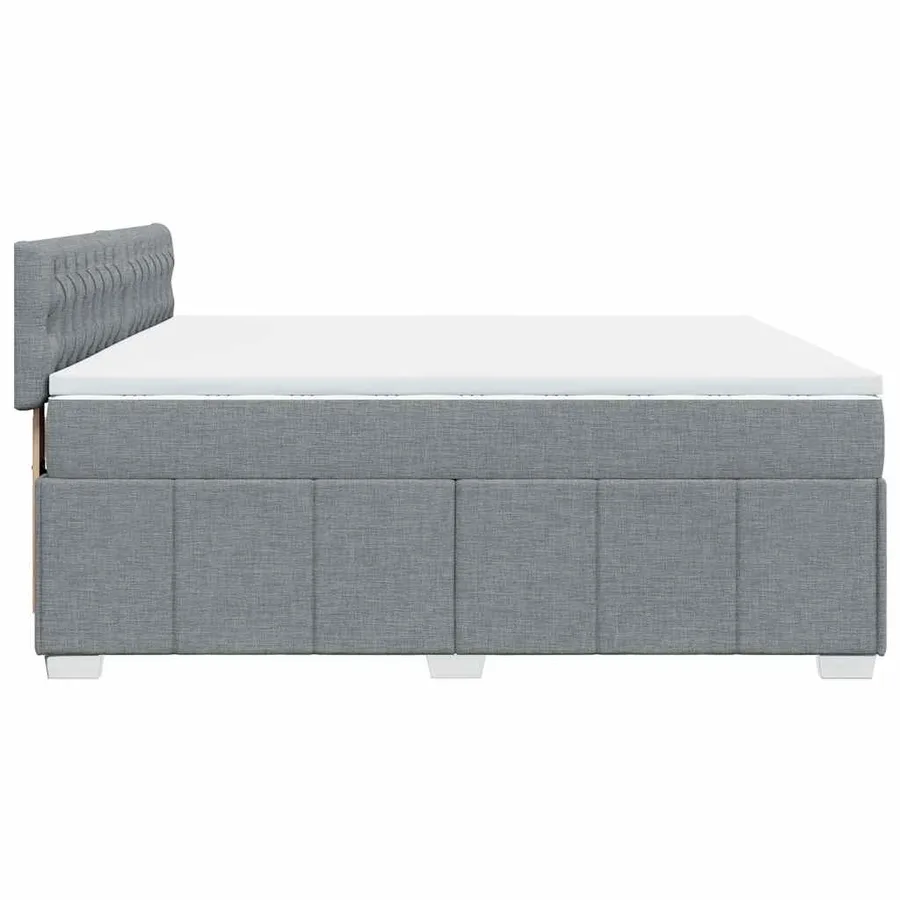 Sommier à lattes de lit avec matelas Gris clair 200x200cm Tissu - 5
