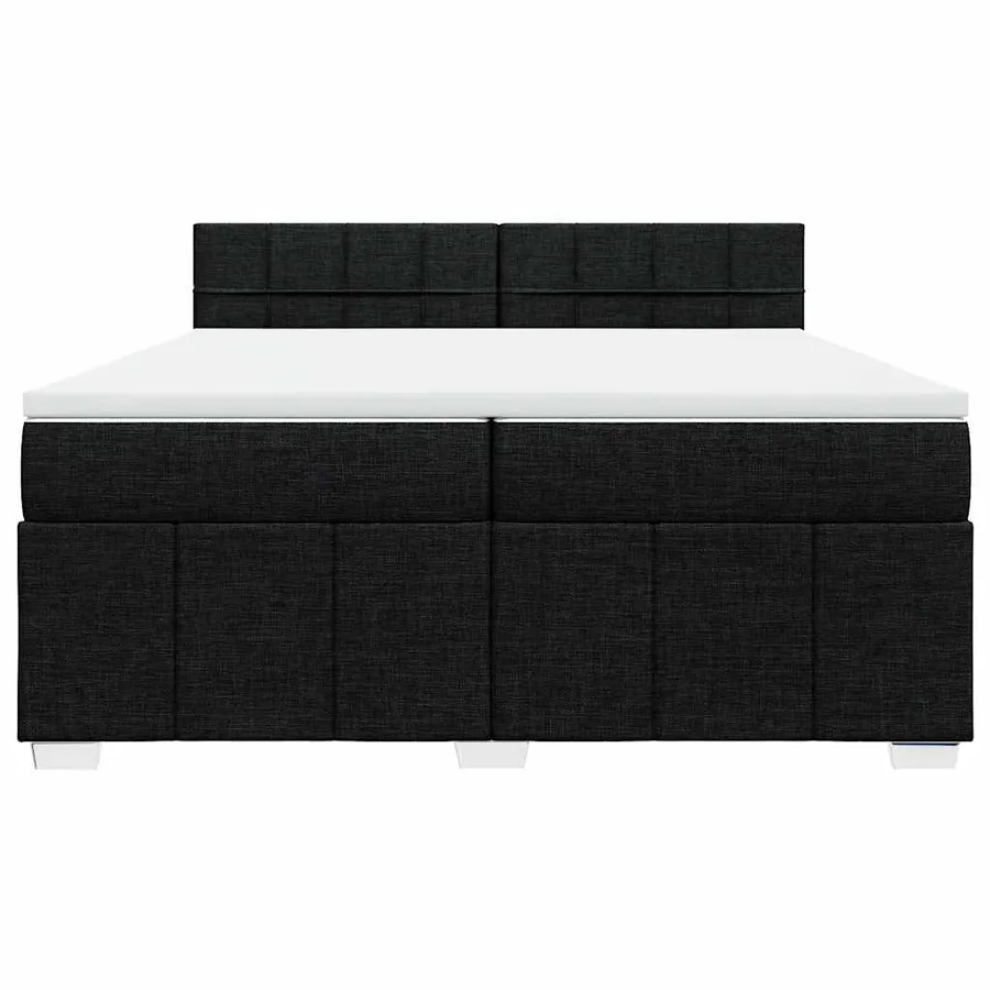 Sommier à lattes de lit avec matelas Noir 200x200 cm Tissu - 4