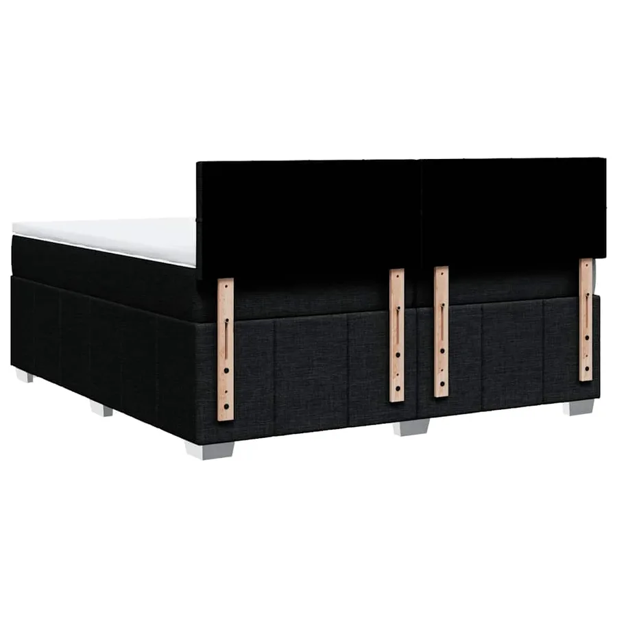 Sommier à lattes de lit avec matelas Noir 200x200 cm Tissu - 6