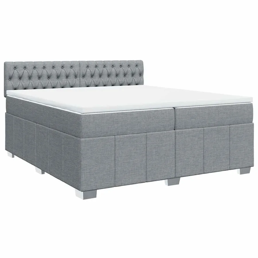 Sommier à lattes de lit avec matelas Gris clair 200x200cm Tissu - 3